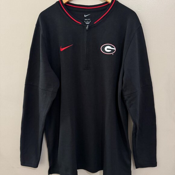 Nike UGA Georgia Bulldogs Team Issue On-Field Coach 1/2 Zip Jacket Black Mens - Picture 1 of 11